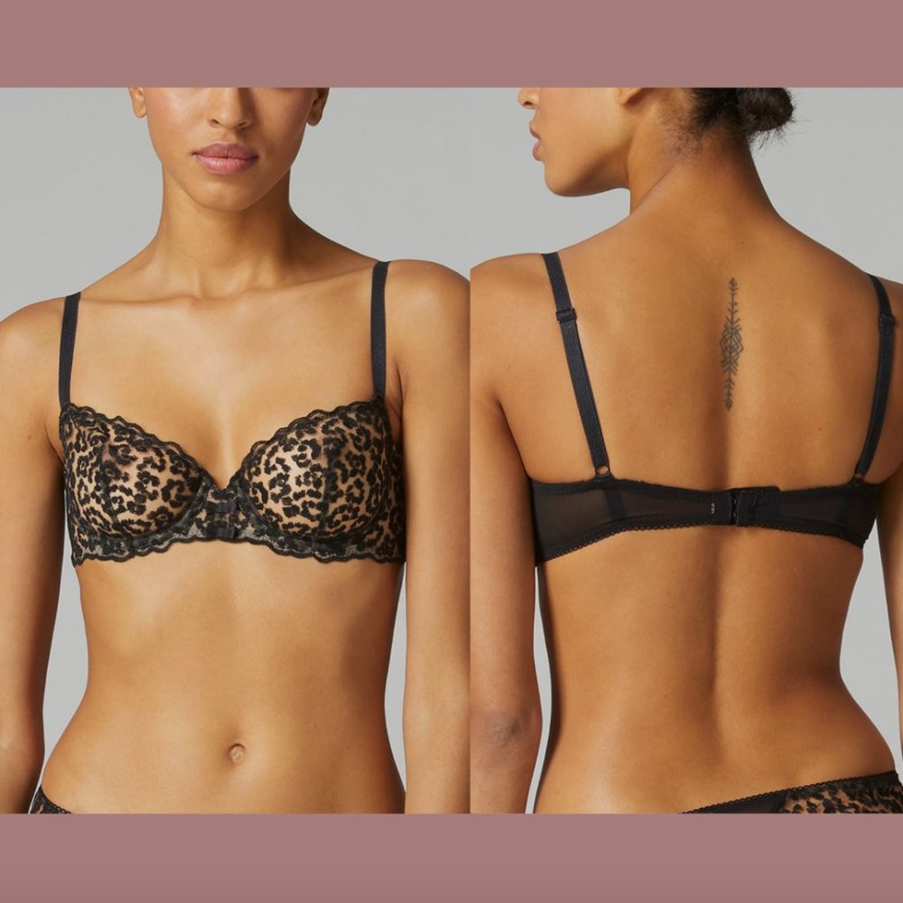 NWT $95 SIMONE PERELE [ 32B US ] Felicie Underwire Demi‎ Bra In Black #5841